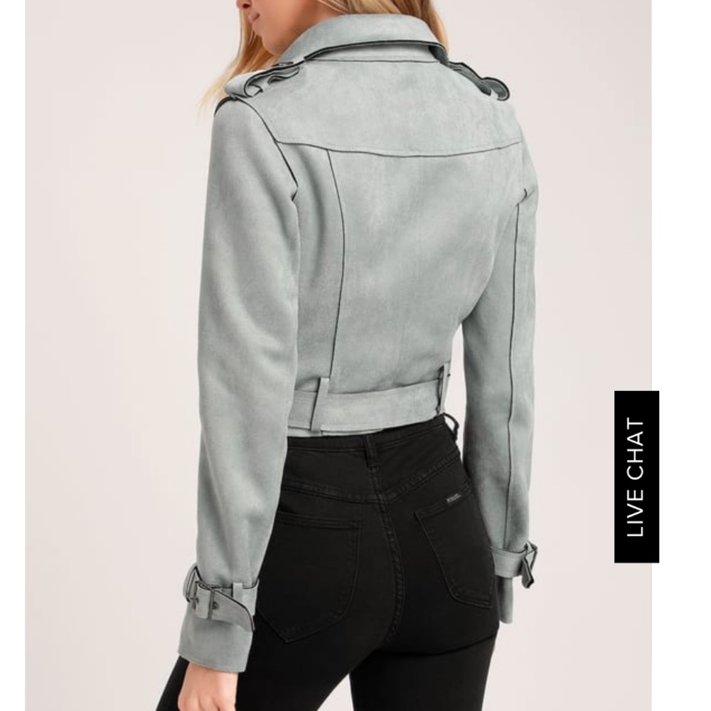 Like new slate suede moto trench coat / jacket - Picture 3 of 8